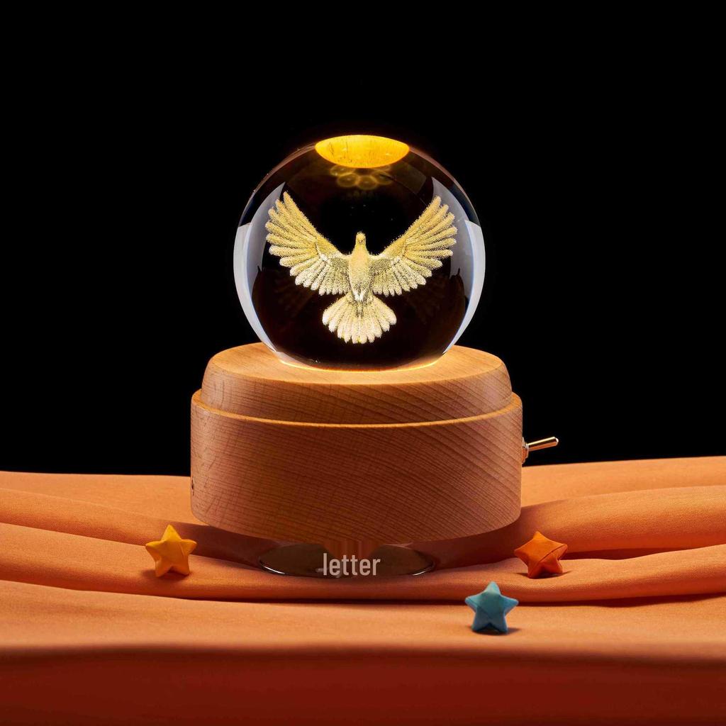 Colorful Wooden Base Crystal Ball Night Light - Creative Birthday Gift for Boys & Girls