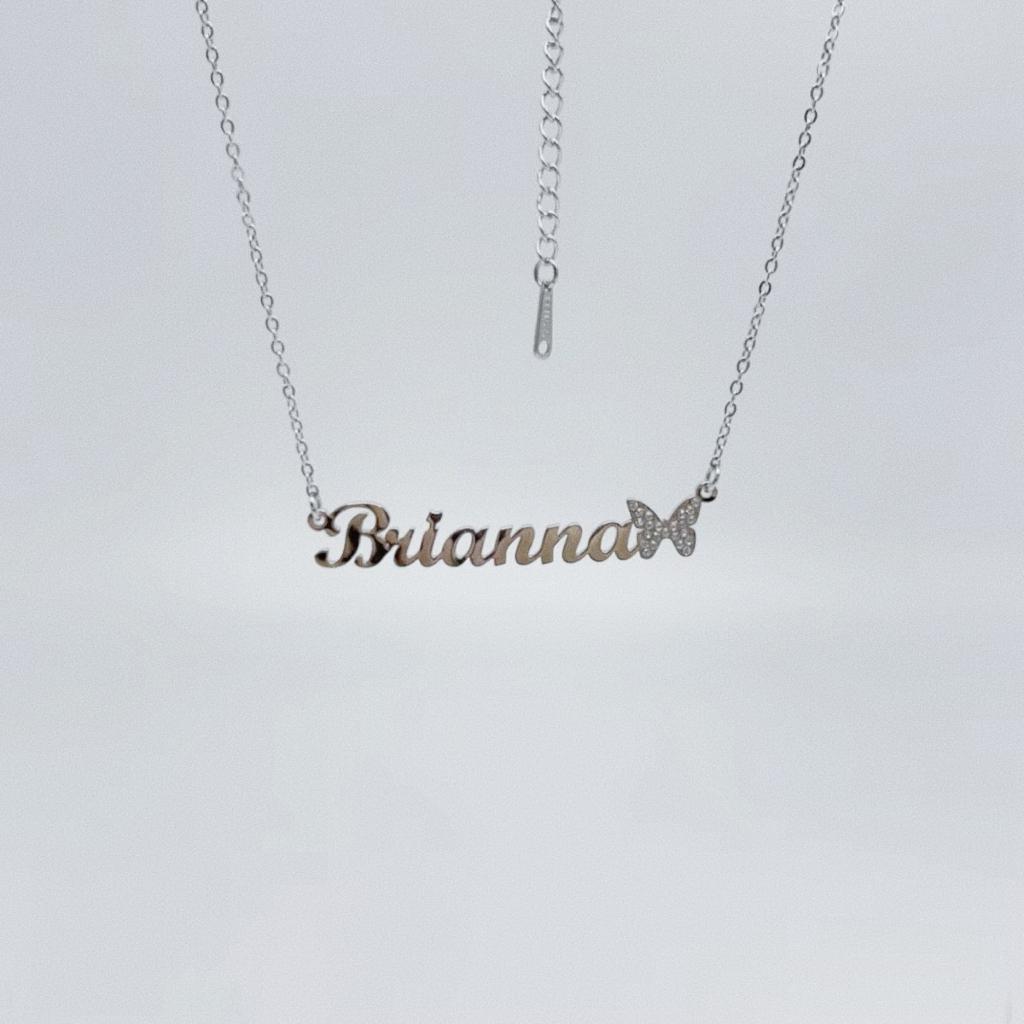 Custom Nameplate Butterfly Necklace for Women Personalized Stainless Steel Gold Plated Trendy Fashion Pendant with Zircon
