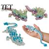 3D Printed Cherry Blossom Dragon Figurine with Movable Joints, PLA Statue Flower Fidget Toy, Articulated Mythical Creature Model Decor Creative