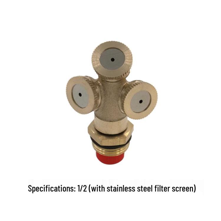 All-Copper Triple-Head Agricultural Sprayer Nozzle for Dust Removal, Cooling, and Irrigation