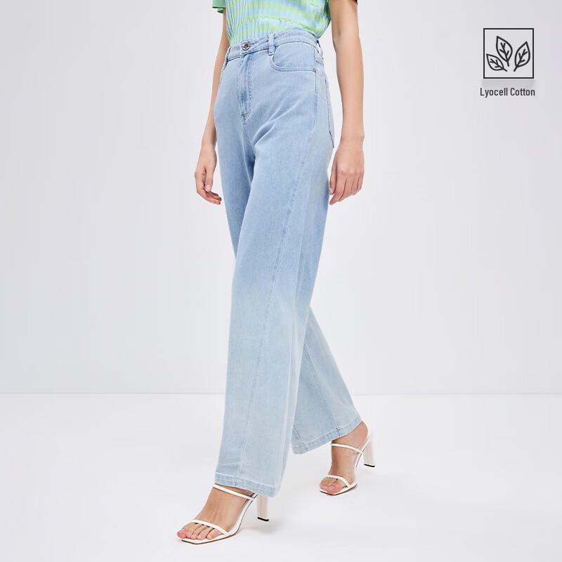 Navigare Women's Thin Blue Gradient Straight Leg Jeans