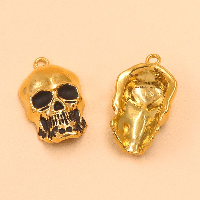 Pharaoh Skull Pendant in Gold-Plated Enamel and 304 Stainless Steel 1 piece