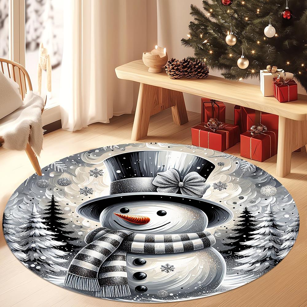 Christmas Magic: Round Rugs with Santa, Snowman, and Festive Designs for a Jolly Home! Room Floor Mats New Year Home Decoration