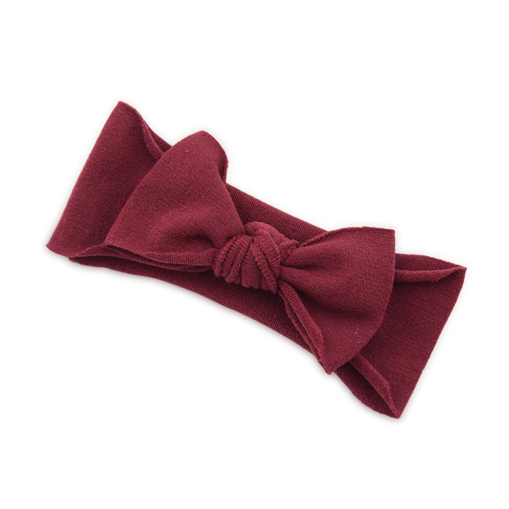 Çocuk Naylon Dikişsiz Fiyonklu Saç Bandı Elastik Saç Bandı Bebek Başlığı Bebek Saç Aksesuarları Düz Renk Düğümlü Saç Bandı