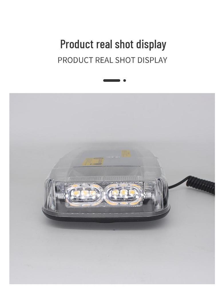 Ceiling-Mounted High Brightness Red & Blue Strobe Warning Light, Magnetic, 12V, 36 LEDs, Short Row for Cars