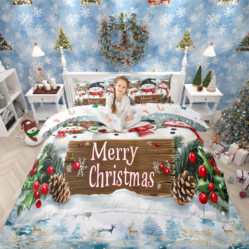 

Одеяло Homewish Kawaii Рождественский Снеговик Рождественские Подарки Комплект Постельного Белья Радужный Праздничный Шар Набор Для Кровати Для Девочки Comforter (quilt)-EU Single(135*200cm)3pcs