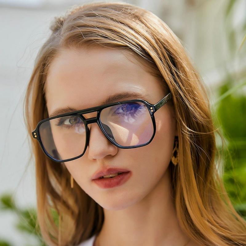 Retro Anti Blue Light Computer Glasses Frame Women Oversized Men Trendy Fashionable Stylish Eyeglasses Classic Spectacles Ouclos