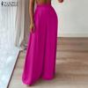 ZANZEA Damen Casual Loose Wide Leg Pants mit elastischer Taille hinten