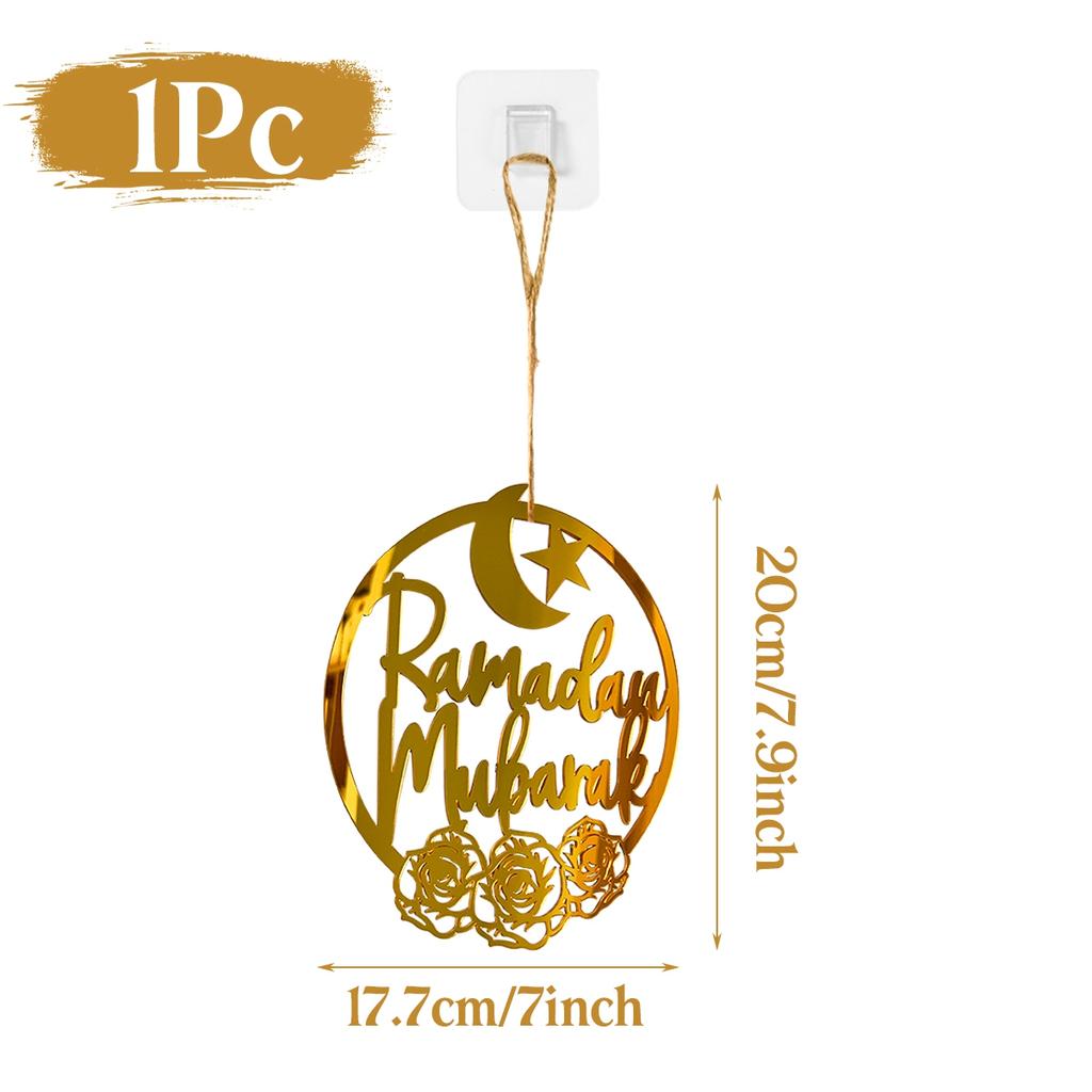 Eid Mubarak Pendants Ramadan Decoration 2025 Acrylic Gold Moon Star Ornaments Ramadan Kareem Hanging Decor for Muslim Party