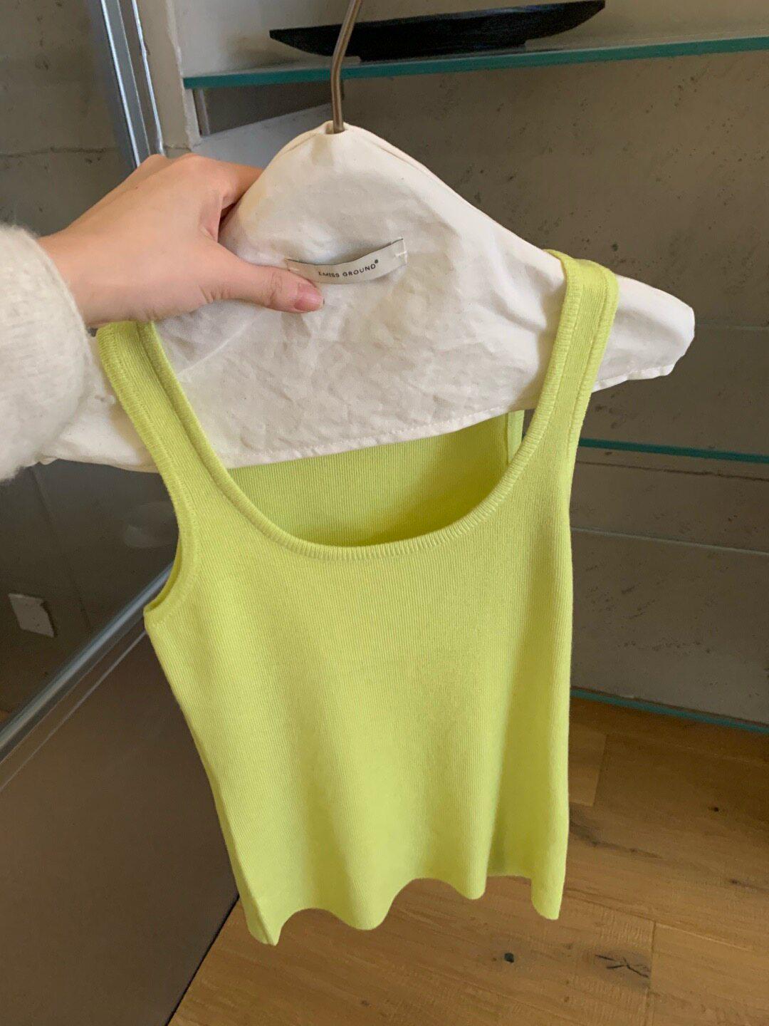 

Hanbiao 2026 Slim Fit Square Neck Knit Vest for Women - Sleeveless Top for Spring One Size