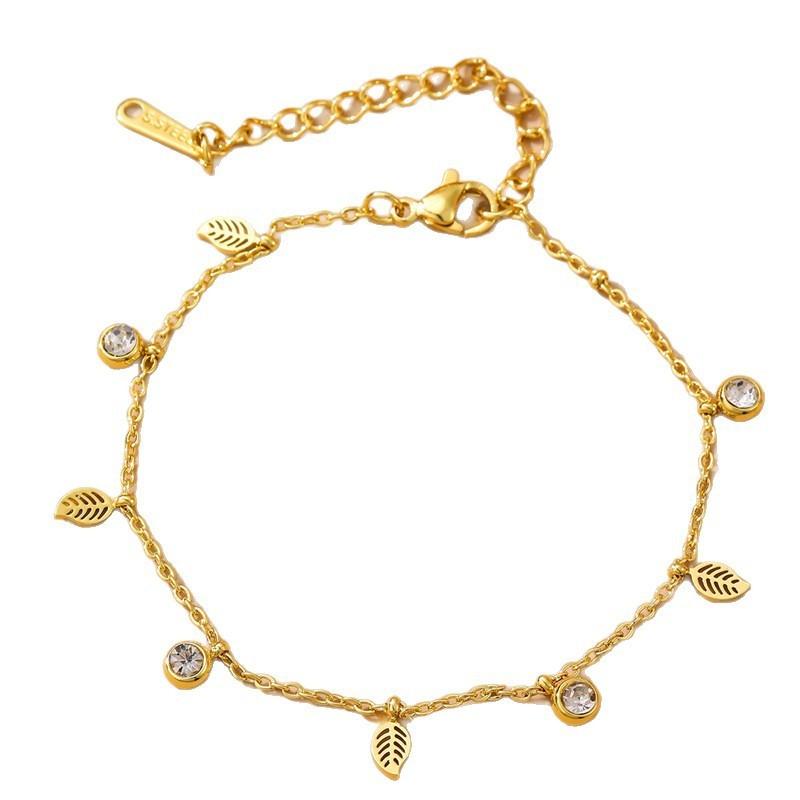 Fashionable Gold Tone Metal Leaf Pendant Necklace With Rhinestone Decoration For Womens Accessories