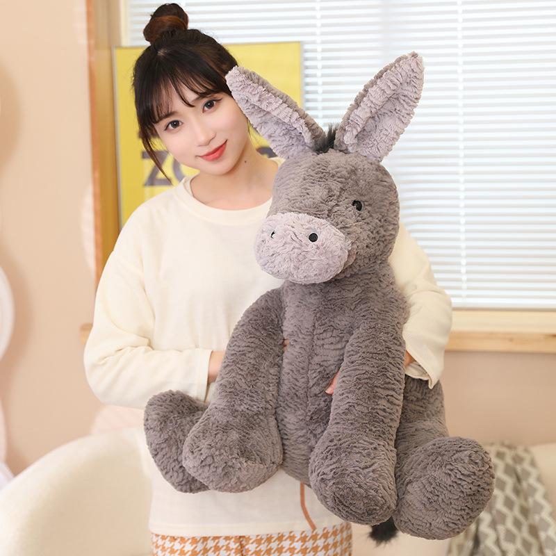 Simpatica bambola di asino grigio, peluche, bambola di asino, bambola per la nanna per bambini dell'asilo