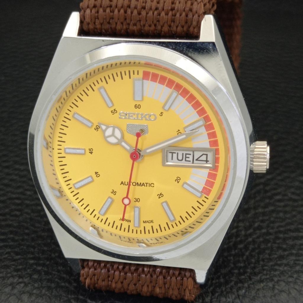 Seiko 5 AUTOMATIC VINTAGE REFURBISHED 6309A JAPAN MENS YELLOW WATCH A440914-4 Sk-a440914
