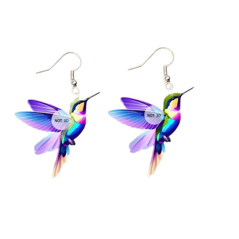 Fashionable and Colorful Hummingbird Design Earrings