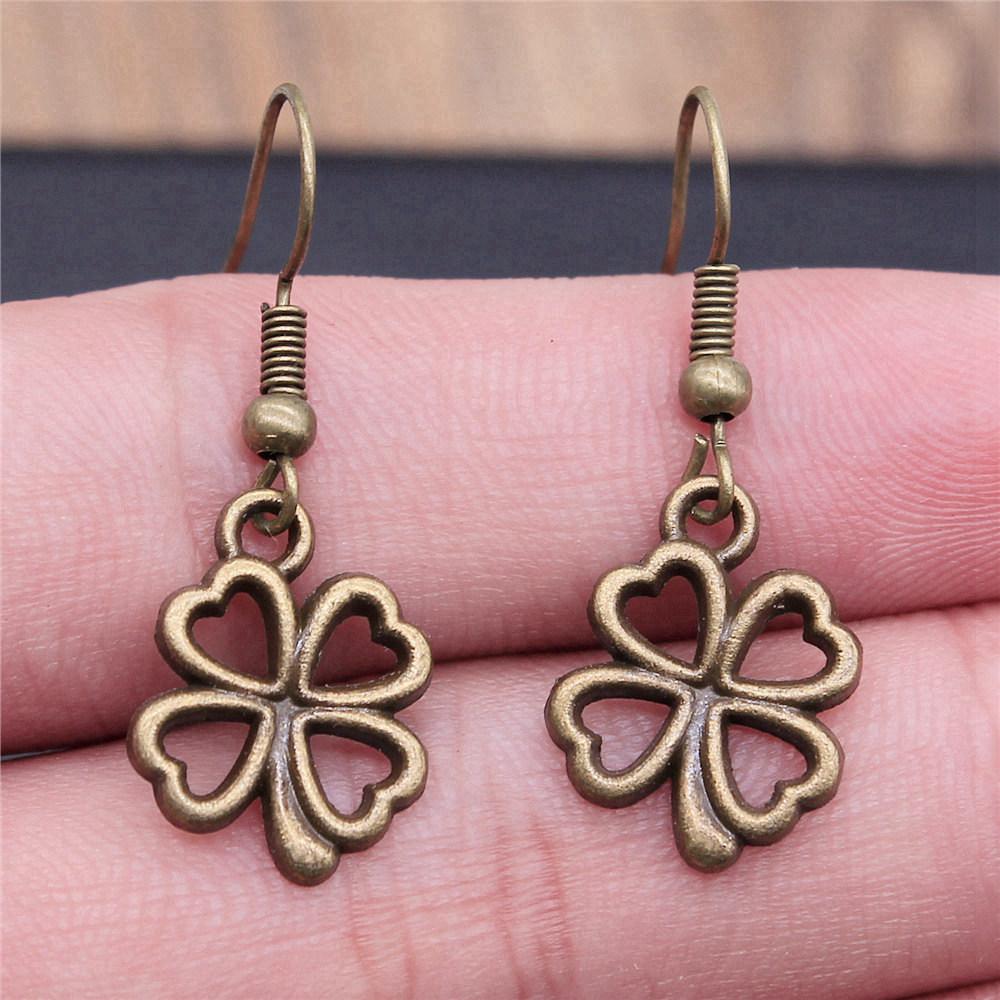 Drop & Dangle Earring Plant Four-Leaf Clover Cactus Vintage Jewelry SuppliesEarring Size 18x19mm QE021