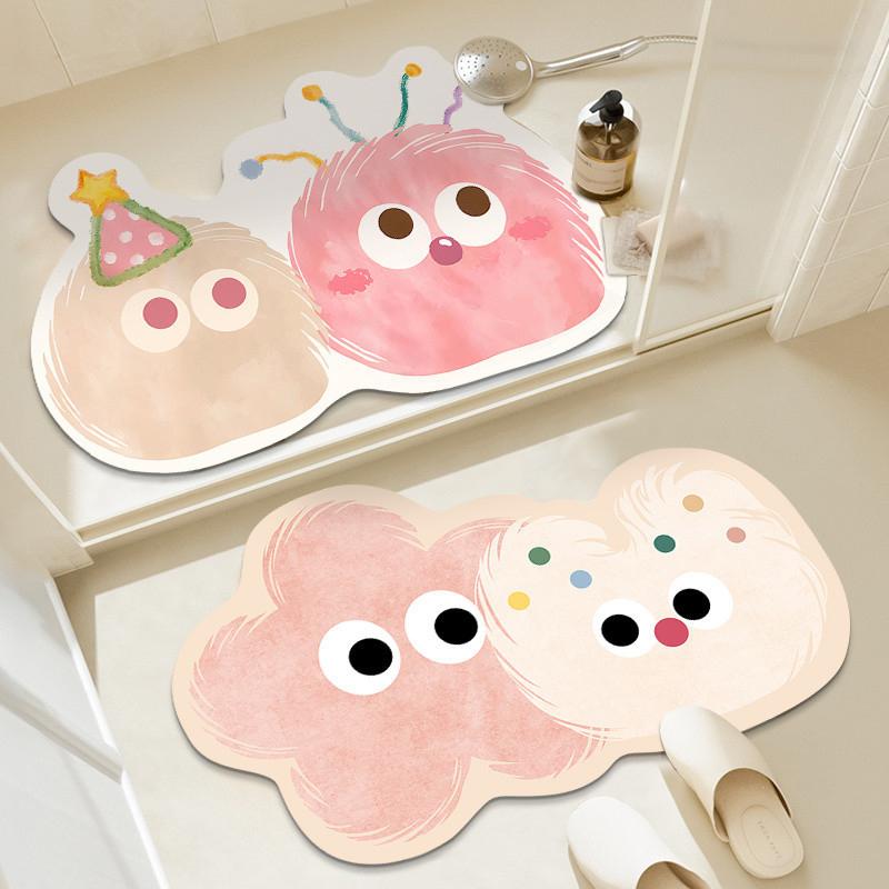 Anti Slip Bath Mat Cute Cartoon Diatomaceous Earth Bathroom Mat With Rubber Backing Quick Drying Foot Mats 40x60CM Shower Carpet
