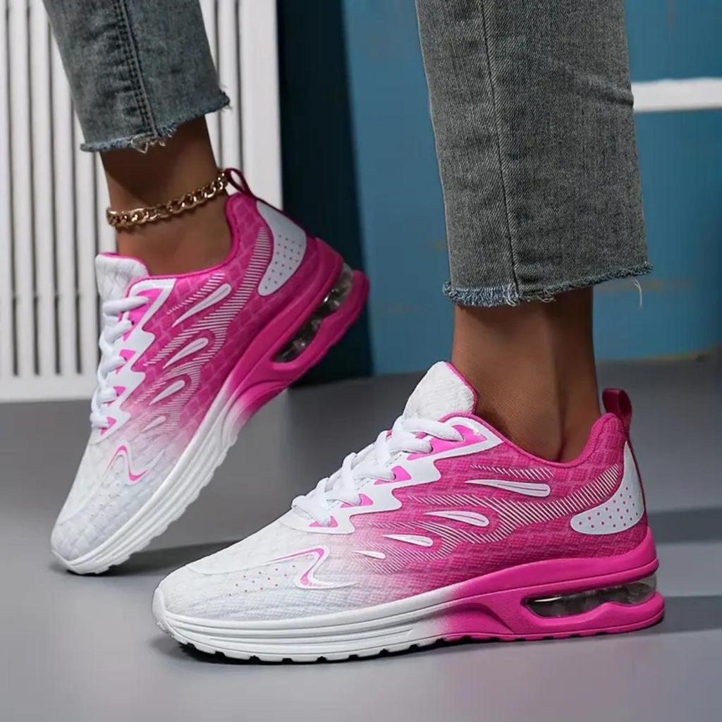 Women's Low-Top Air Cushion Running Shoes - Breathable Mesh for Spring and Summer, Casual and Comfortable for Outdoor Sports and Jogging.
