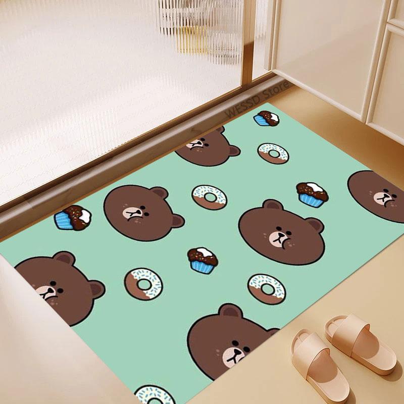 Non-slip decorative rug, cute cartoon welcome mat, Line Friends series pattern, a gift for friends and family.