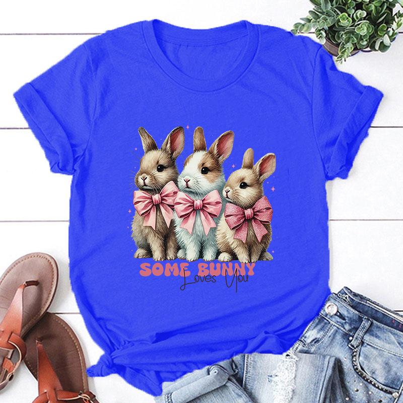Hot Sales Easter Bunny Loves You T Shirts Women Men Summer Cool Short Sleeves Personality Harajuku T-Shirt
