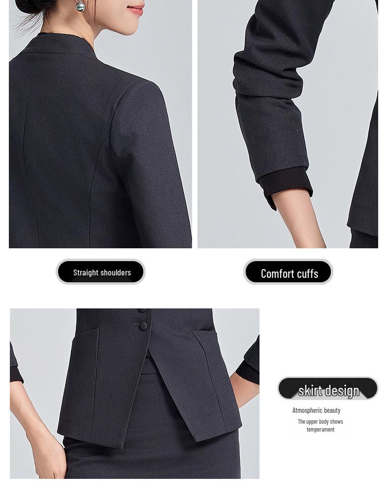 Women's Collarless Suit Jacket - 2024 Spring/Autumn High-End Salon and Hotel Reception Professional Workwear Set