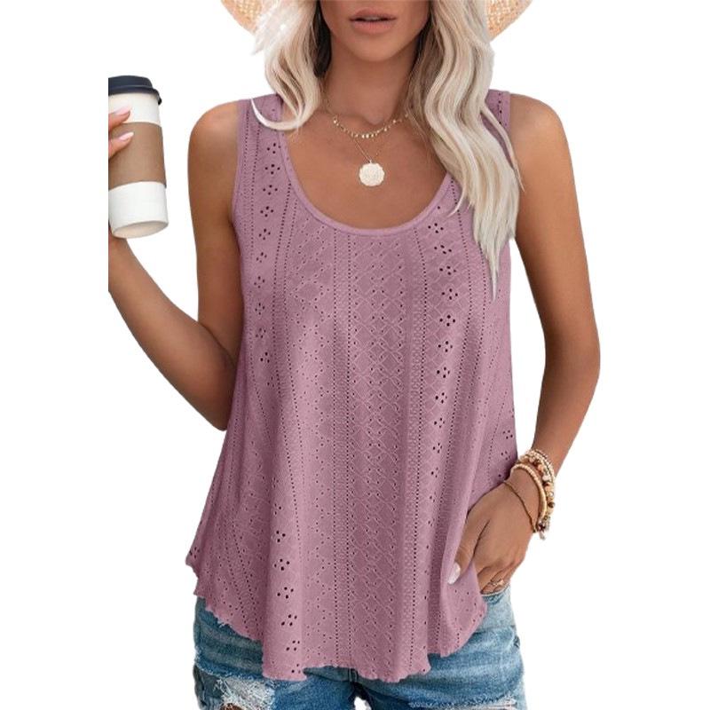 2025 Spring/Summer Loose Sleeveless Round Neck T-shirt