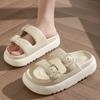 Fashion Buckle Thick Platform Slippers Women Home Soft Sole Eva Cloud Slides Sandals Woman 2024 Summer Non Slip Beach Flip Flops