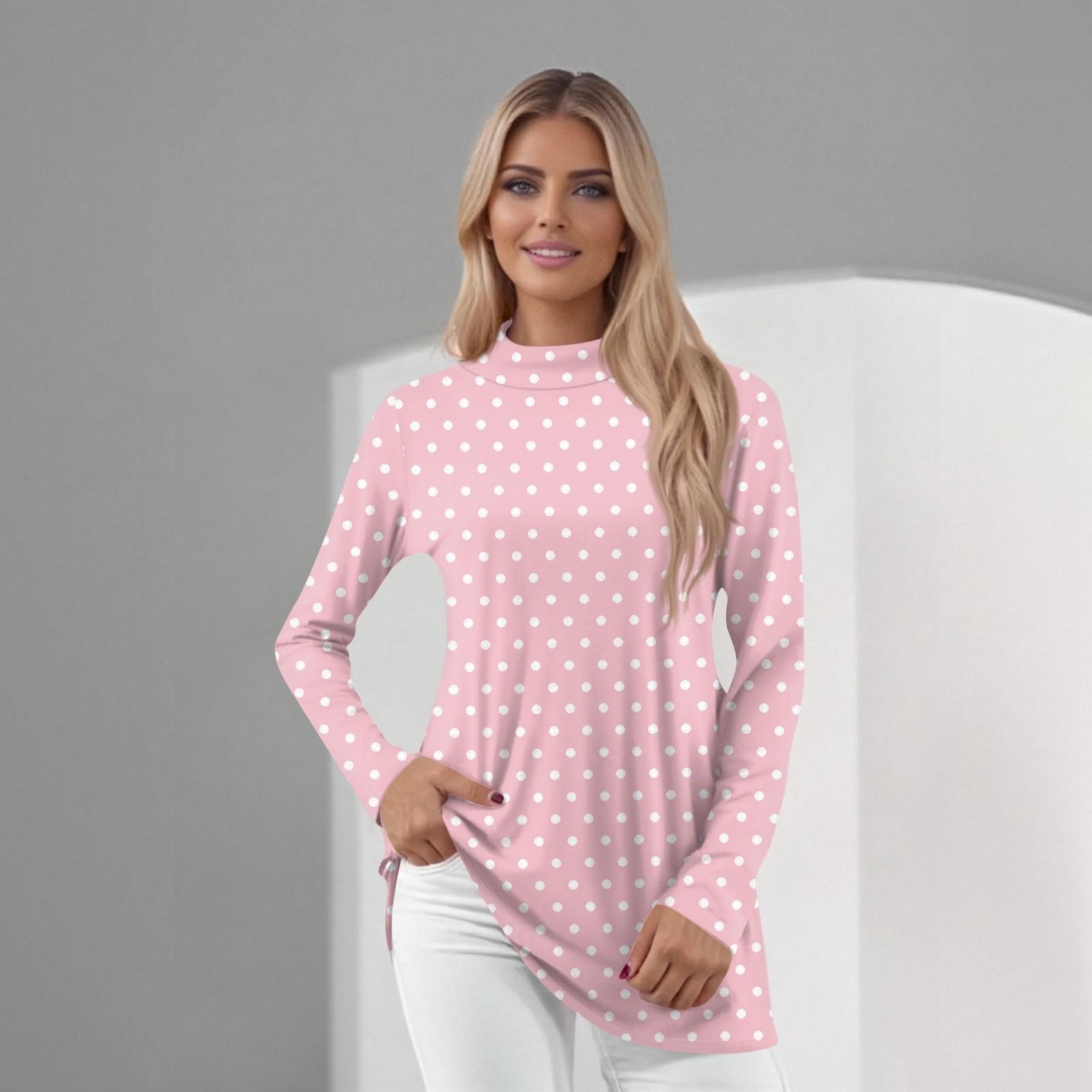 

Women s Daily Casual Long Sleeve Mid Collar Top XL рожевий