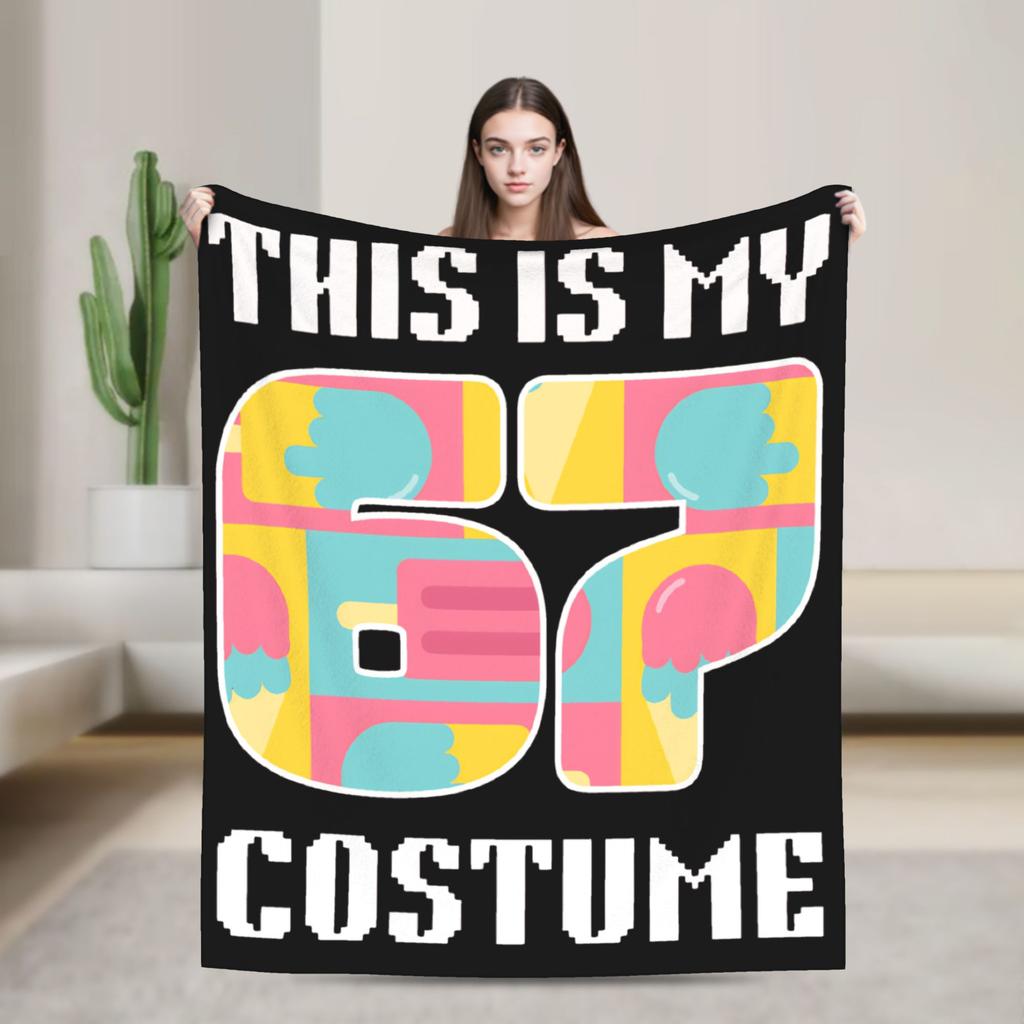 Warm Blanket Travel 67 Six Seven 6 7 Funny Italian Brainrot Gaming Meme Throw Blanket  Flannel Bedspread For Bedroom Bed Cover