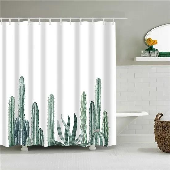Tropical Cactus Plant Pineapple Shower Curtains Bathroom Frabic Waterproof Polyester Bath Curtain