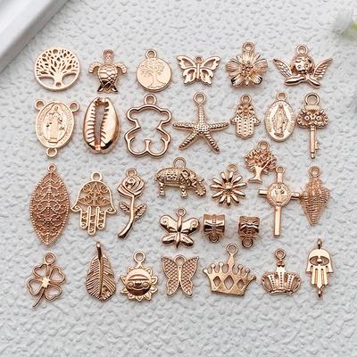 Vintage 1K Gold Alloy Necklace & Earrings Set with Small Pendant for DIY Mobile Phone Case Accessories