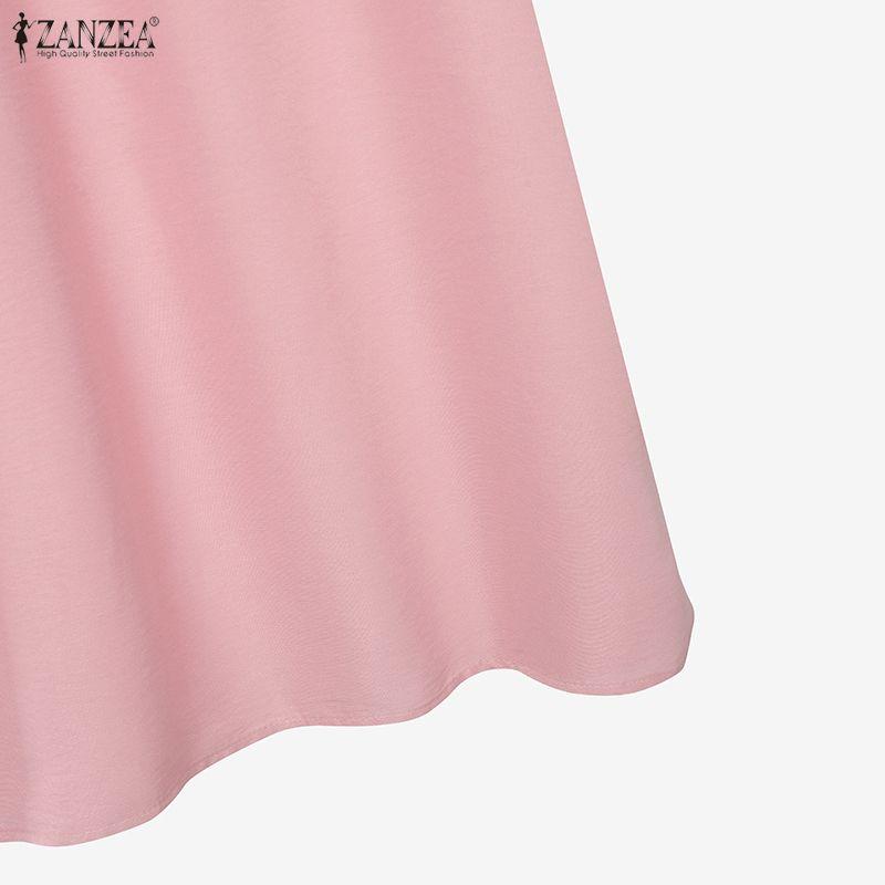 ZANZEA Two Piece Suit Women Short Sleeve Tops and Midi Pleated Skirts Elegant Sets