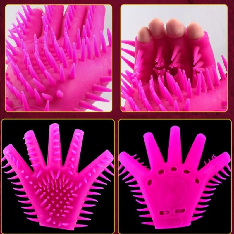 Silicone Penis Massage Sex Gloves with Spike Finger Sleeves for Couples Masturbation And Orgasm Enhancement Adult Sex Toy