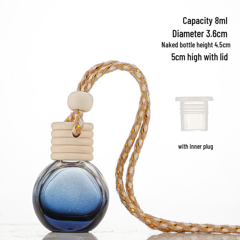 Gradient Car Air Freshener Glass Pendant, Transparent Aroma Diffuser Bottle, Empty for Fragrance 
