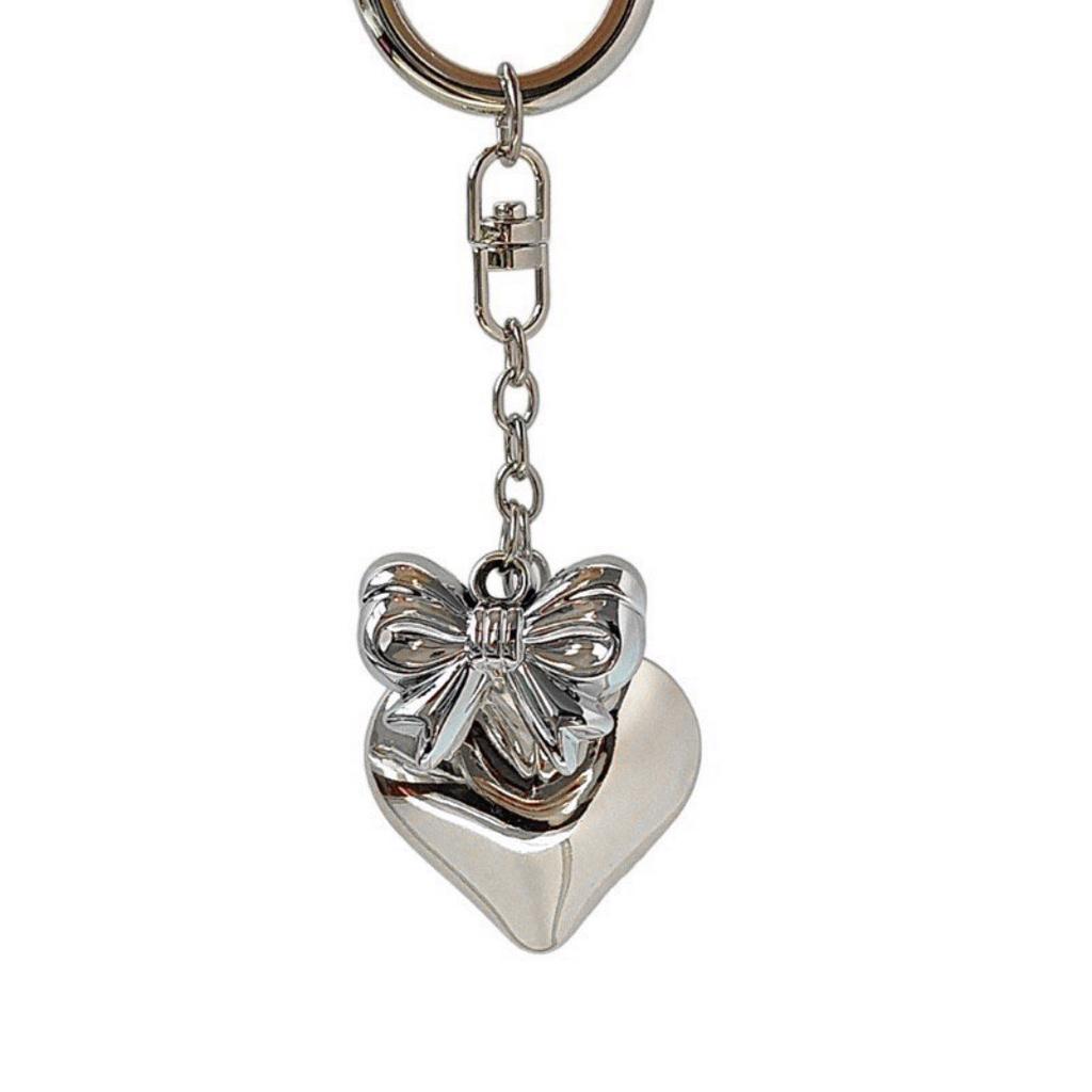 Bowknot Heart Pendant Keychain Big Heart Keyring Hanging Decorations for Car Key Backpack Bag Purse Jewelry Accessory