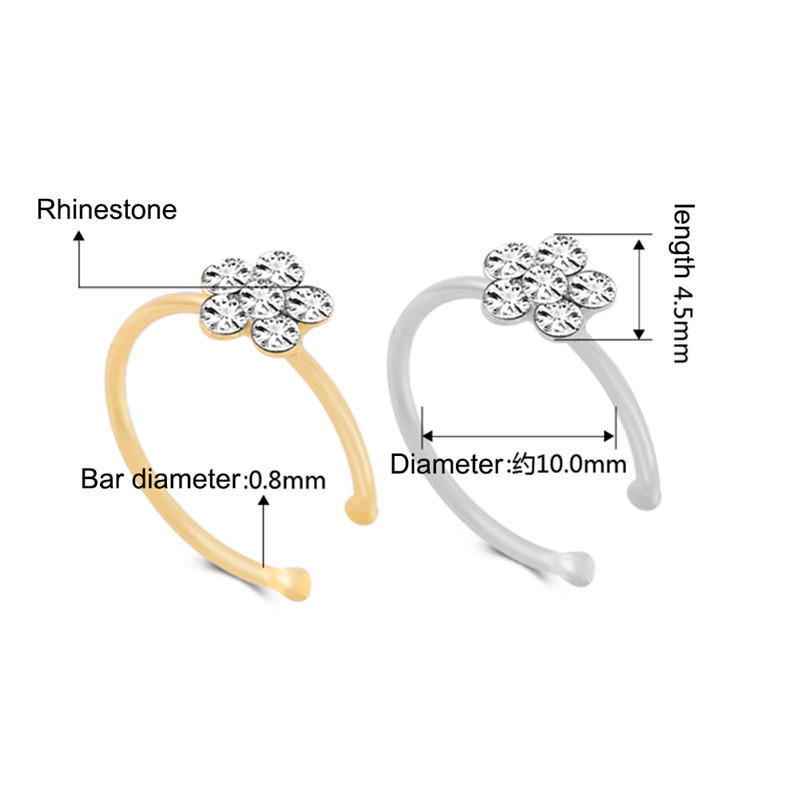 1Pc Small Thin Clear  Flower Nose Ring Charm Nose Ring Jewelry