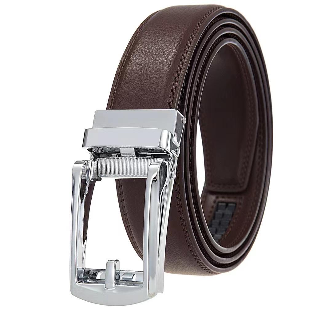 New Hot Selling Men's Genuine Leather Belt, Two-layer Cowhide, Business Fake Needle Buckle, Fashionable High-end Belt, Factory Direct Sales