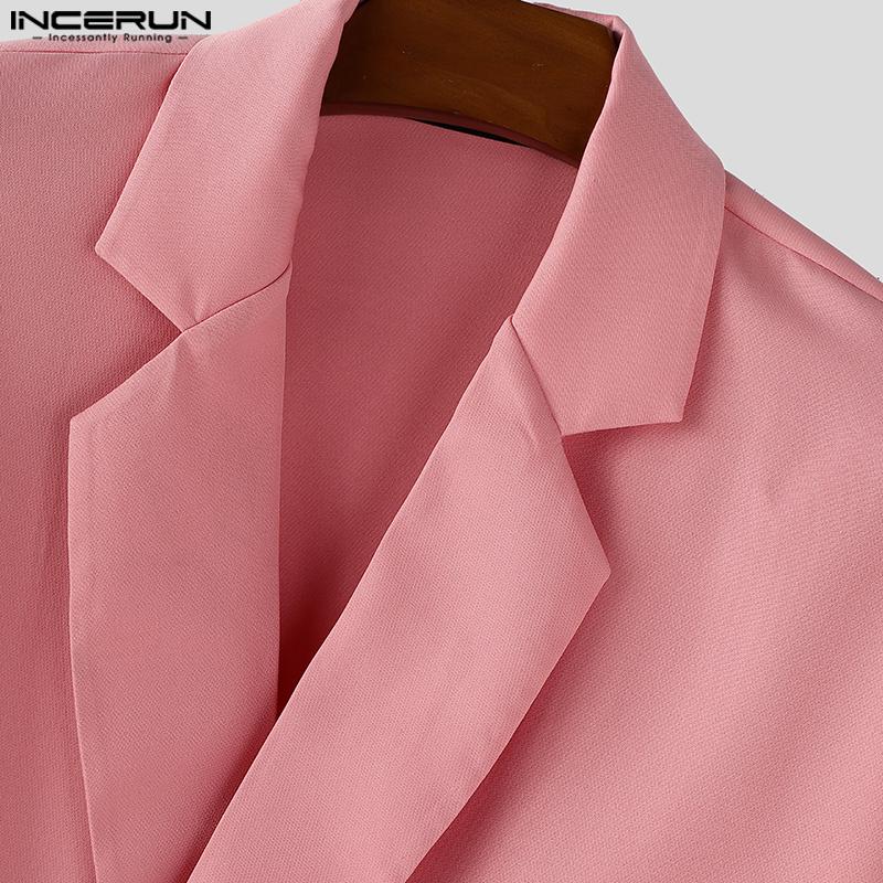 INCERUN Men Lapel Neck Long Sleeve One Buttons Casual Loose Thin Blazer Coats