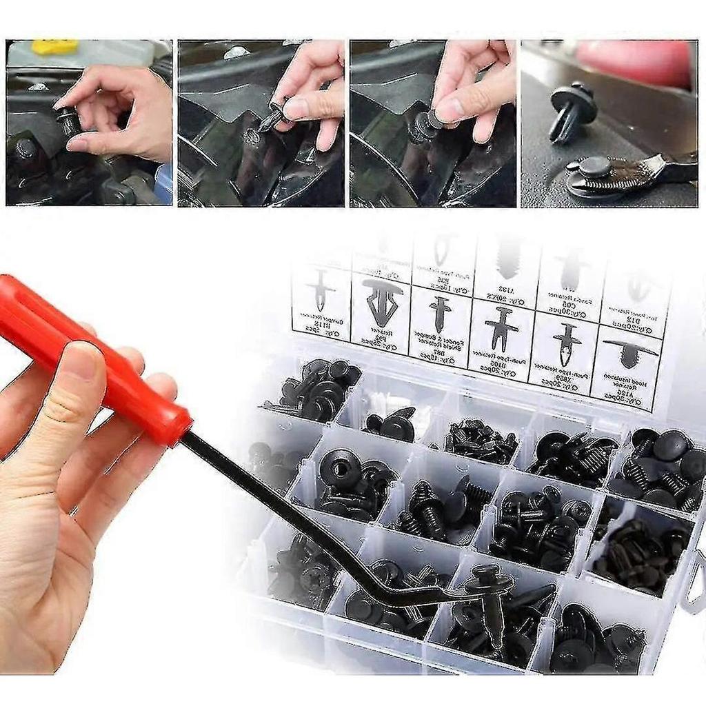 415pcs Ford Car Mix Size Fastener Clips Tool Set Auto Body Push Retainer Pin Rivet Bumper Interior Door Trim Panel Retainer Fastener Kit - PR Less