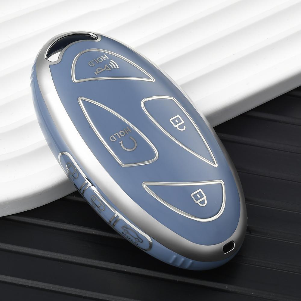 SKCW6 7 Buttons New TPU Car Remote Key Case Cover Shell for Hyundai Ioniq 6 Grandeur GN7 Kona 2023 Auto Key Protective Case Gold Edge