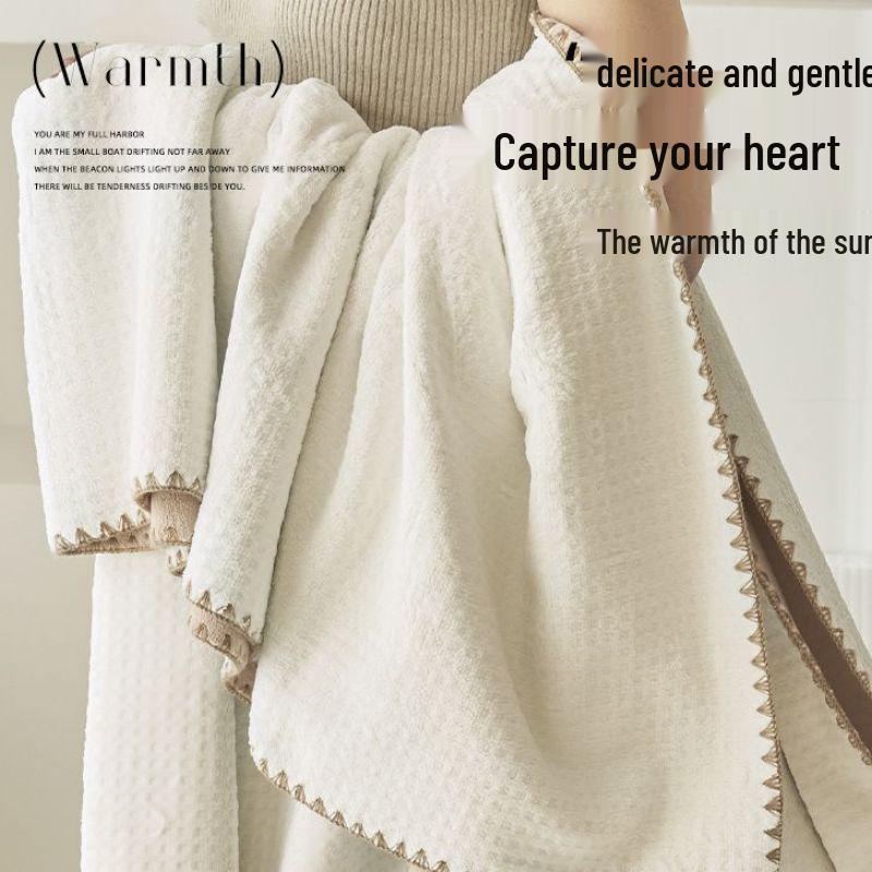 Plush Velvet Waffle Blanket - Thick Winter Throw for Bed, Sofa, or Office Nap.