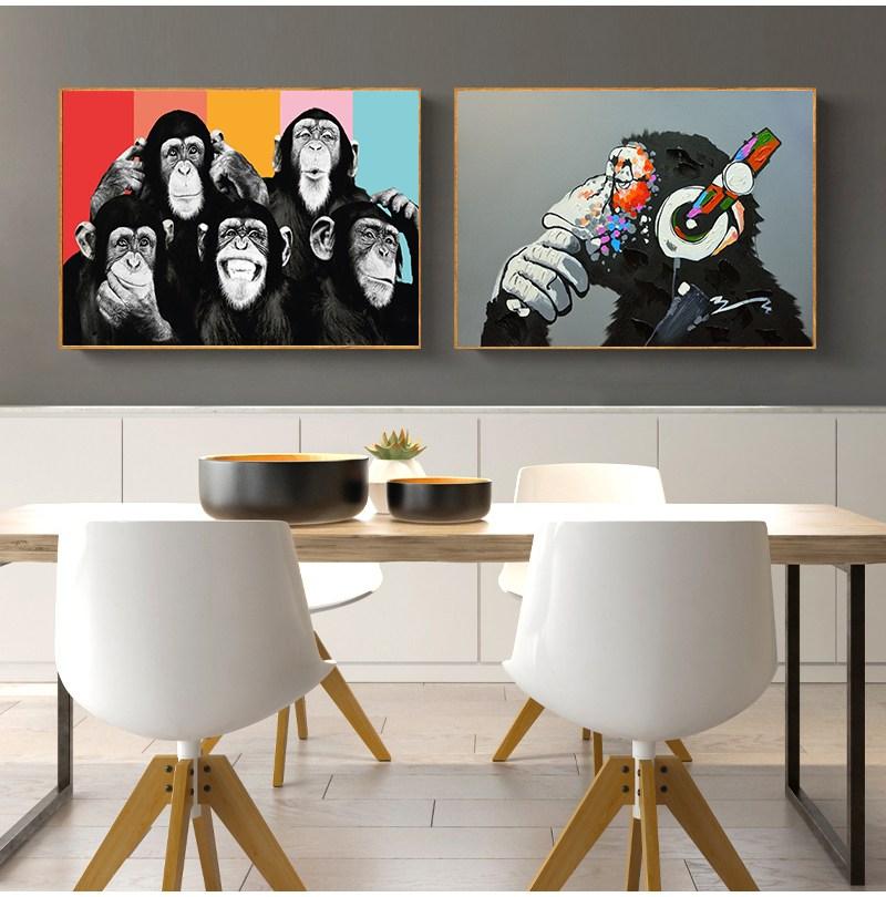 Graffiti Cute Monkey Canvas Painting Colorful Printed Poster and Prints Painting Wall Pictures For Living Room Home Decorations No Frame