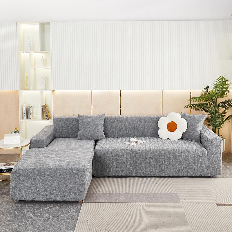 High-end Elastic Solid Color Thick Needle Thickened Jacquard Sofa Cover Embossed Dust Cover All-inclusive Sofa Cover