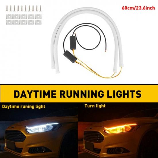 60CM Daytime DRL Switchback Driving Strip LED Light Turn Signal White+Amber