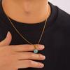 Stainless Steel Turkey Blue Evil Eye Necklace for Women Boho Ethnic Geometric Round Eyes Charm Clavicle Choker Party Jewelry