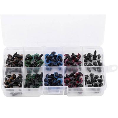 100pcs Plastic Doll Eyes 5 Colors 6-12mm Safety Eyes With Washers for Doll Puppet Teddy Bear Plush Animal Toy DIY Crafts Making