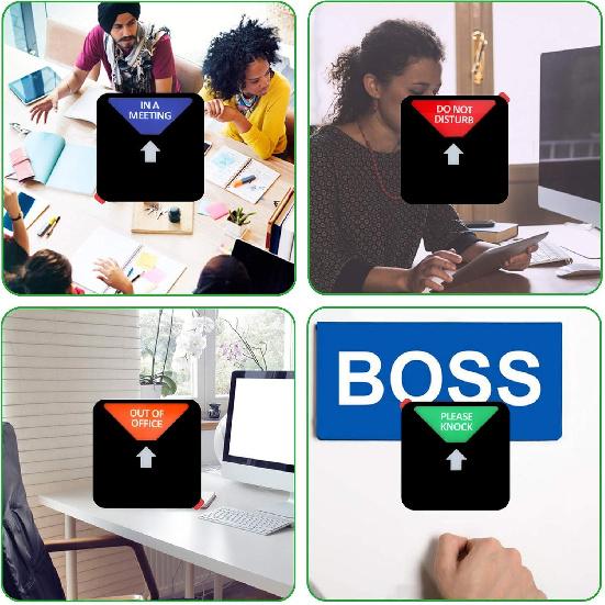 Office Privacy Sign,Do Not Disturb/Please Knock/Out of Office/in a Meeting Sign, Non-Scratch Magnetic Privacy Door Indicator That Lets Others Know