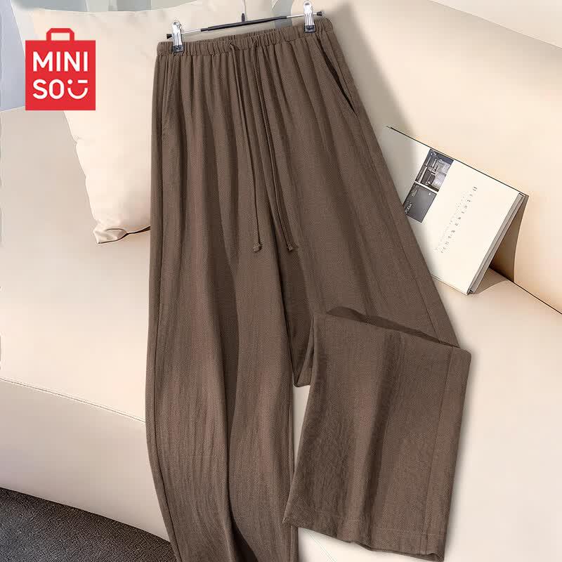 MINISO Women's Linen Blend Wide-Leg Pants