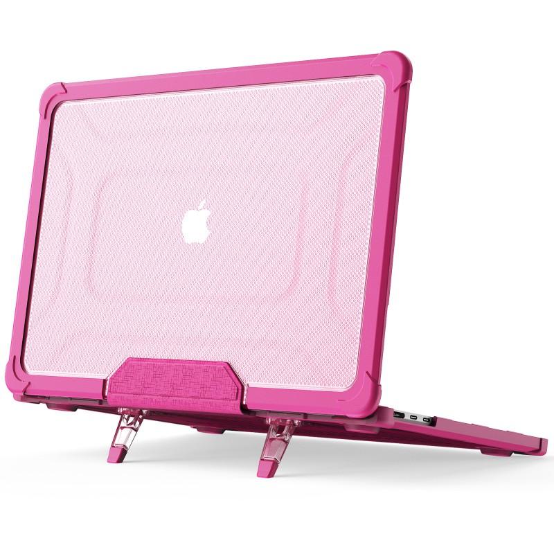 Transparent Protective Case With Cooling Stand MacBook Air 13.6 Inch Anti-Slip Shockproof Shell In Black Blue Purple Pink