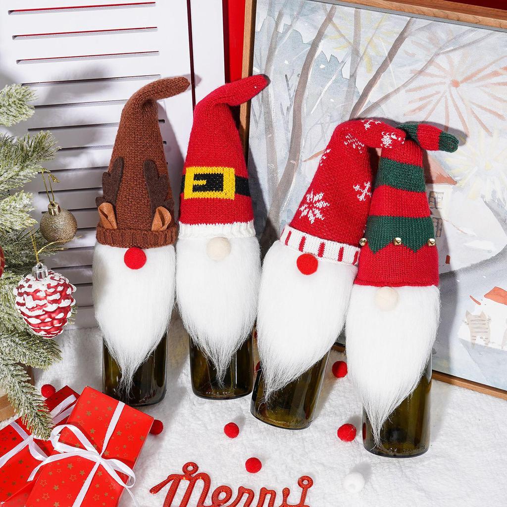 Christmas Rudolph Faceless Doll Wine Bottle Set - Festive Desktop Decoration