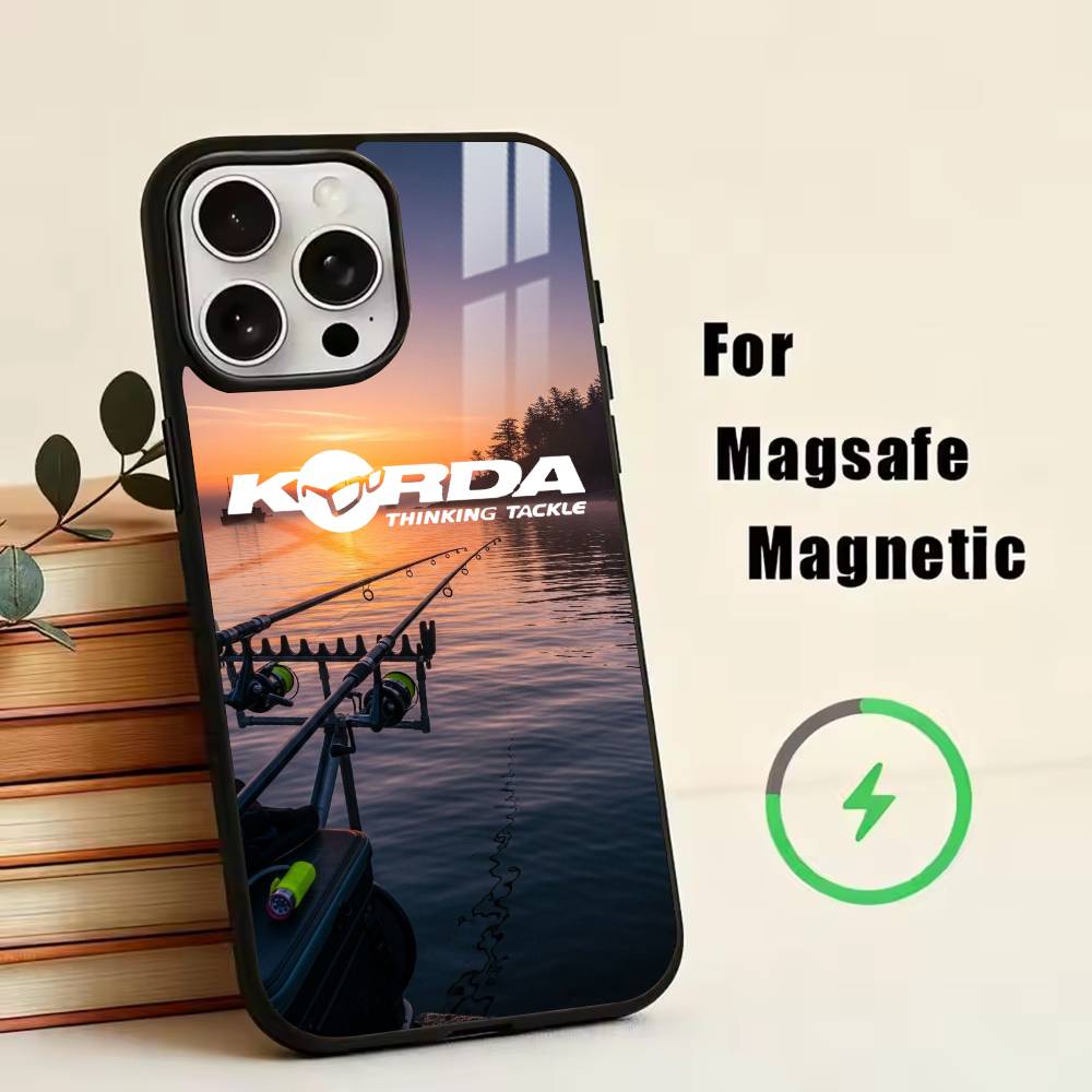 Korda F-Fishing Tackle Phone Case For iPhone17,16,15,14,13,12,11 Plus,Pro Magnetic with Magsafe Wireless Charging